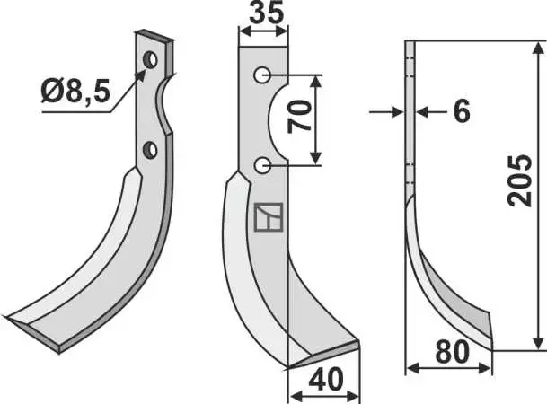 Fräsmesser 205x35mm, rechts